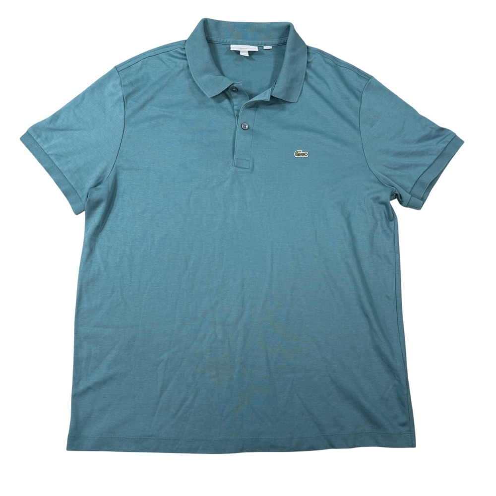 Lacoste Mens Regular Fit Teal Green Short Sleeve Pima Cotton Polo Shirt Size XL